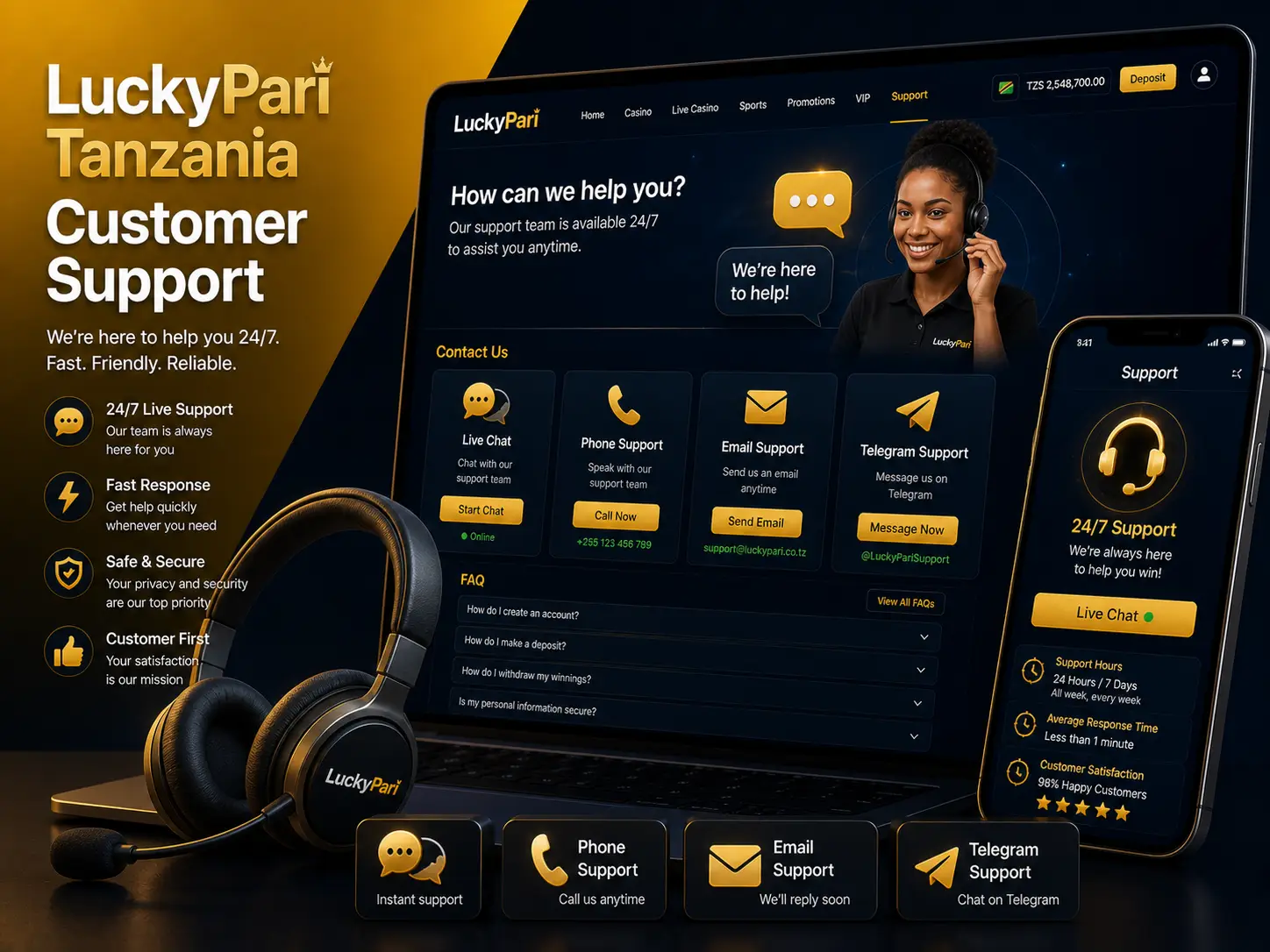 Support Channels for LuckyPari Tanzania Users