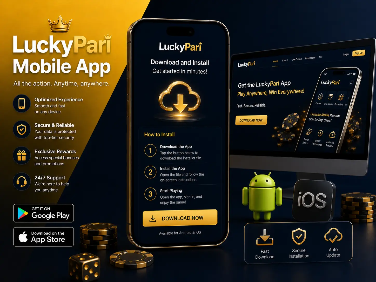 Using LuckyPari App on Android and iOS